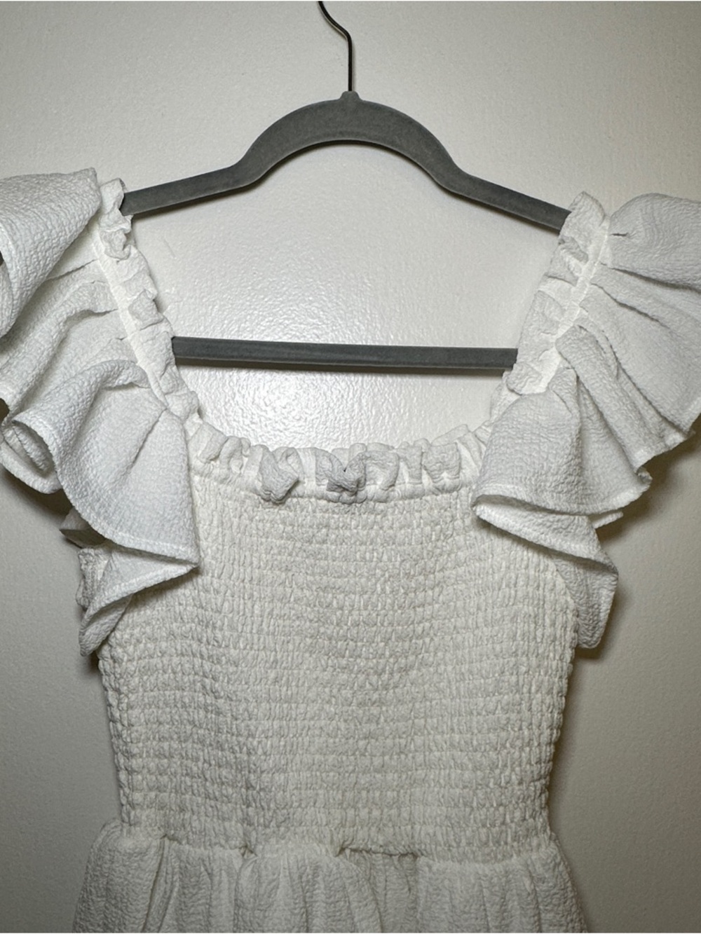 Express White Smocked Ruffle Tiered Dress - Picture 3 of 6